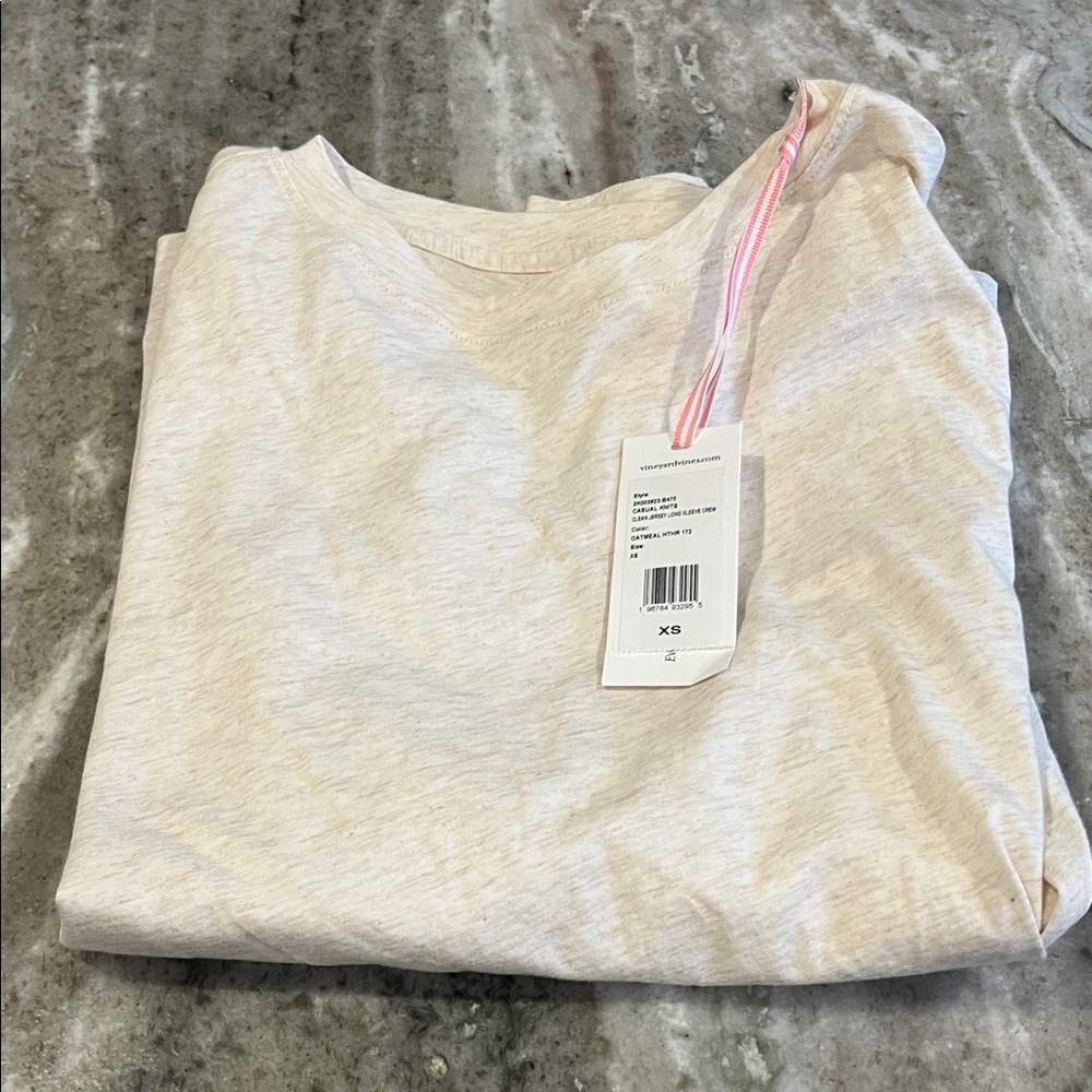 Vineyard Vines Oatmeal Heather Long Sleeve Crew